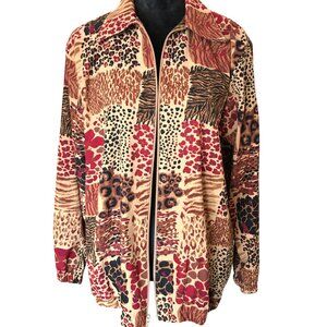 Bon Worth Animal Print Track Jacket: Vintage 80s Lightweight Coat, Size S to M